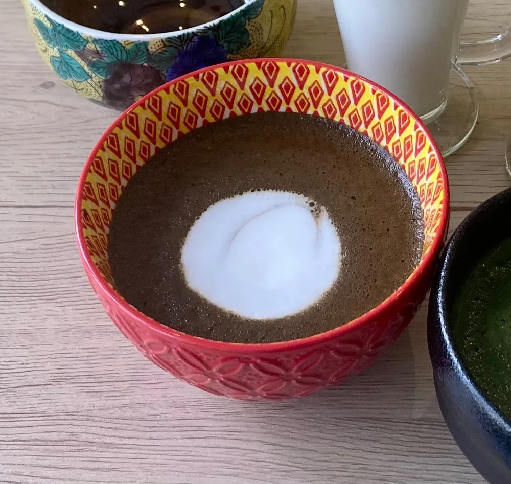 Houjicha Latte - Japanese dish at Iyasaka Cafe